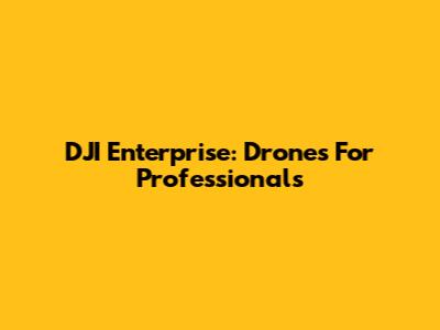 DJI Enterprise: Drones For Professionals
