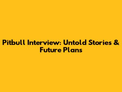 Pitbull Interview: Untold Stories & Future Plans