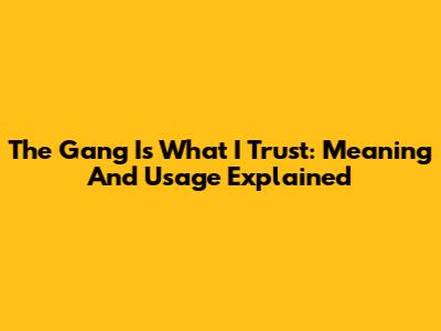 The Gang Is What I Trust: Meaning And Usage Explained