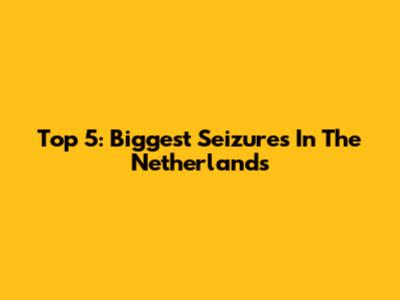 Top 5: Biggest Seizures In The Netherlands